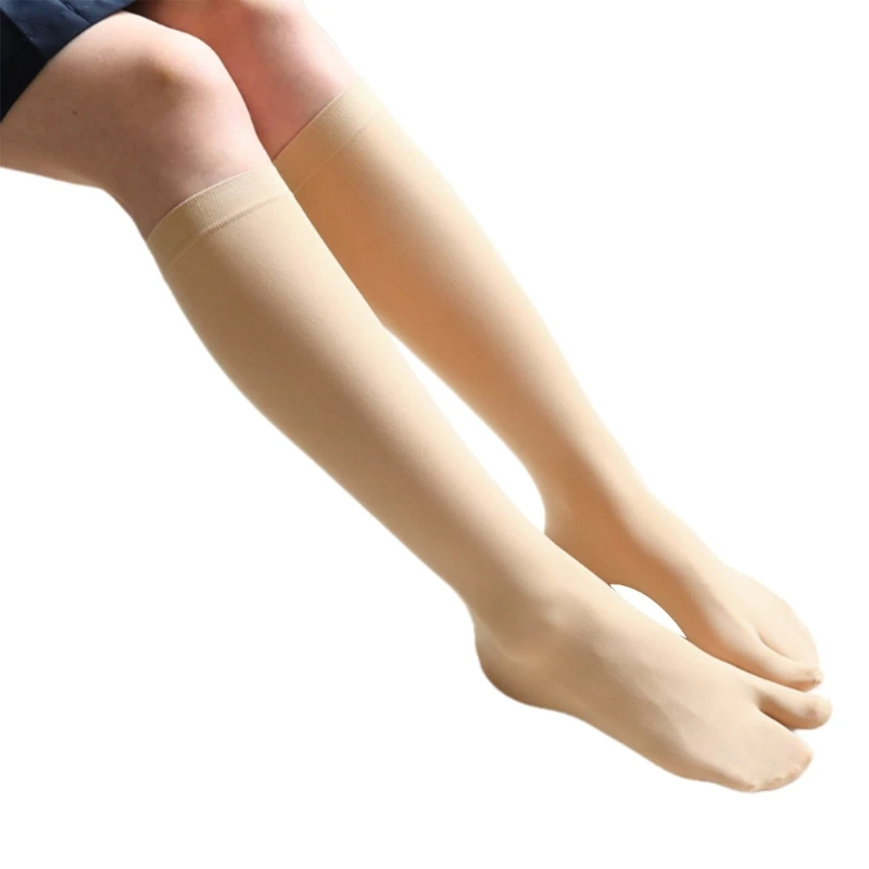 PXPB Calcetines hasta la rodilla de estilos japoneses tradicionales Medias con diseño de punta dividida Calcetines por encima de la pantorrilla con dos dedos para mujer