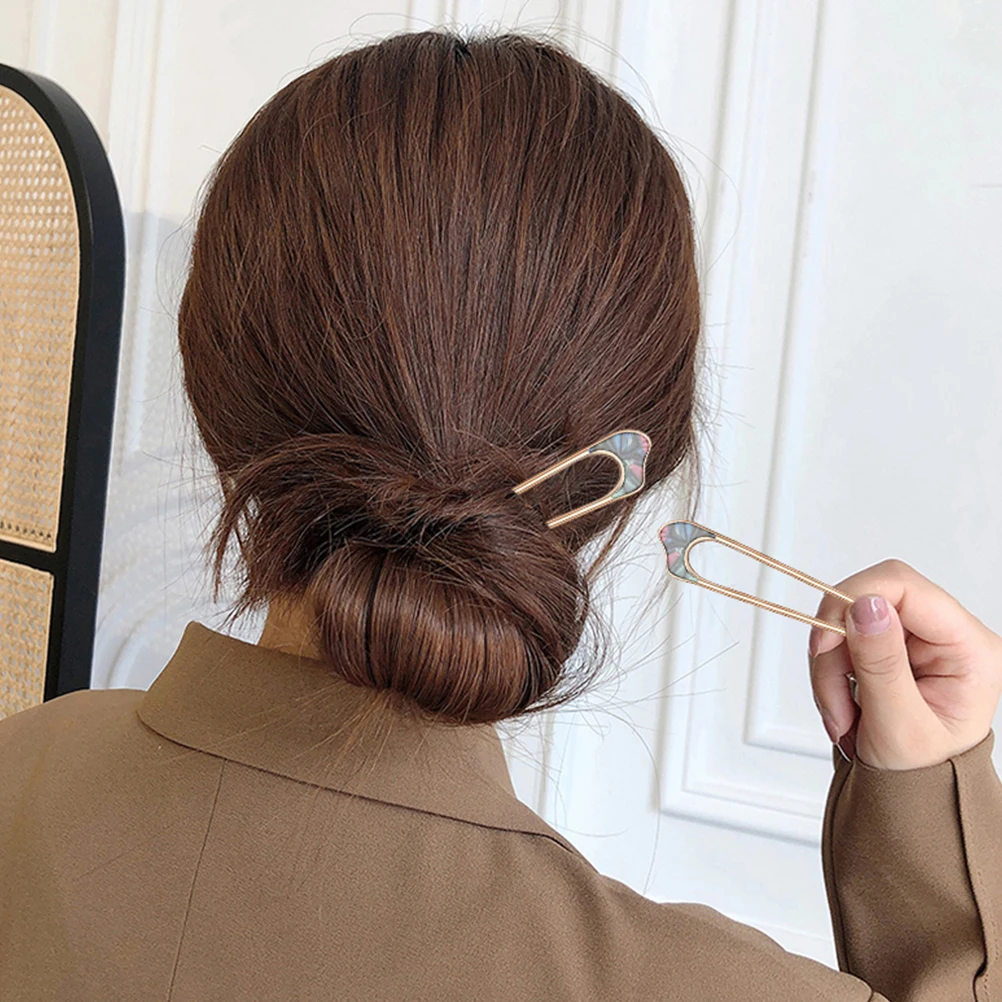 

4pcs U-Shaped Hairpins Metal Vintage Hair Fork Clips For Women Girls Retro Hairpin Stick Alloy Hair Clip Tool Bouffant Style