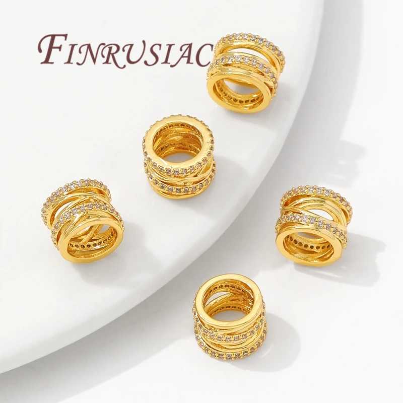 7.6 مللي متر * 10 مللي متر خرز بفتحة كبيرة ، خرز فاصل مطلي بالذهب عيار 18 قيراط لصنع الأساور ، خرزة لإكسسوارات القلادة ، نتائج ذاتية الصنع