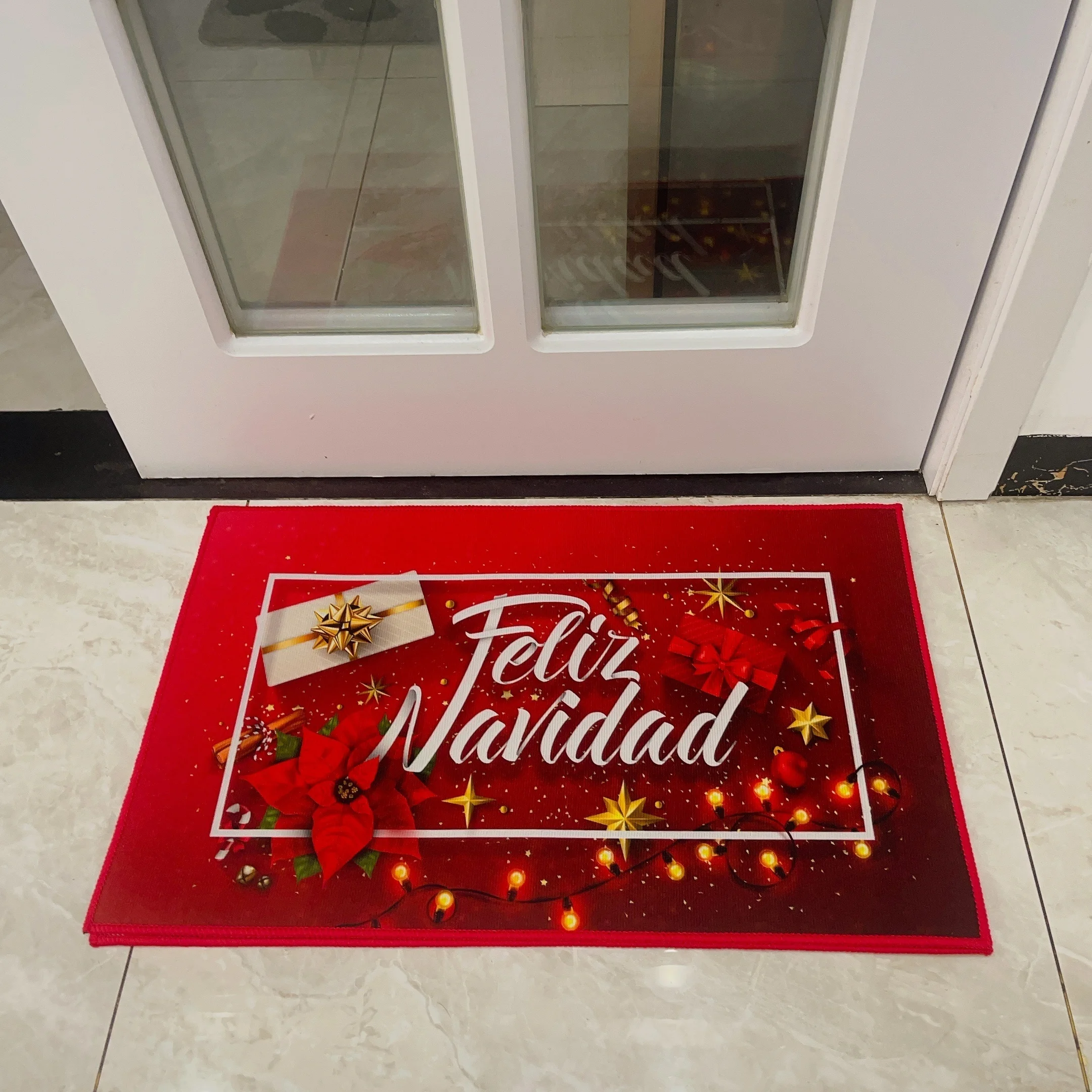 Feliz Nalidad Christmas Door Mat Outdoor Carpet Decorations For Home 2024 Xmas Ornament Gifts New Year 2025