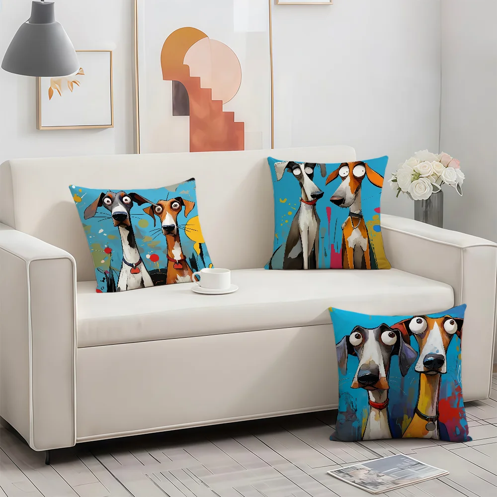 Splashed Style Ink Blue Dog cushion cover Birthday Anniversary Gifts Double Sided Printed Zipper Cushion Cover Soft Skin Bedding