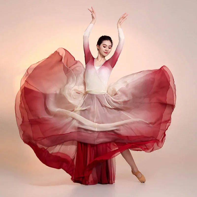 فستان شاش للرقص الكلاسيكي، أداء ممارسة الرقص الشعبي الصيني، الأزياء الوطنية القديمة، ملابس الرقص على المسرح، ملابس Yangge