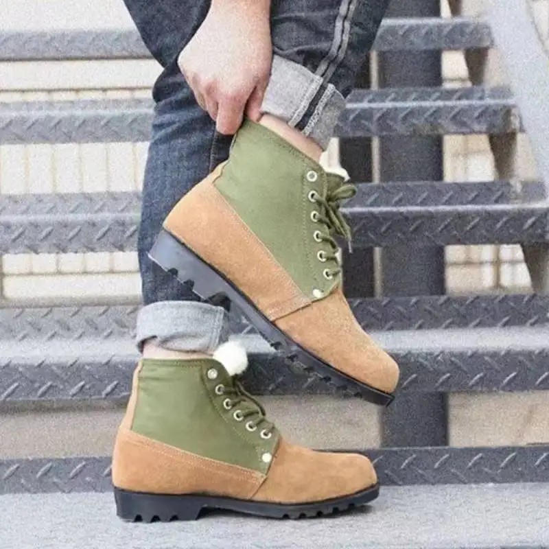 Botas de couro de camurça impermeáveis masculinas, tênis de pelúcia quente, botas de neve no tornozelo ao ar livre, sapatos casuais, inverno, 2024