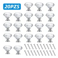 Pomos de cristal en forma de diamante, 20 unids/set, 30 mm, tiradores para cajones, armarios de cocina, puertas de armario