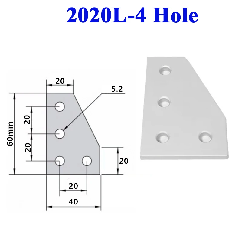 

2pcs 2020 3030 4040 Aluminum Profile Accessories L/T Shape Corner Bracket 4 Hole Right Angle Connector Plate Black Silver for 3D