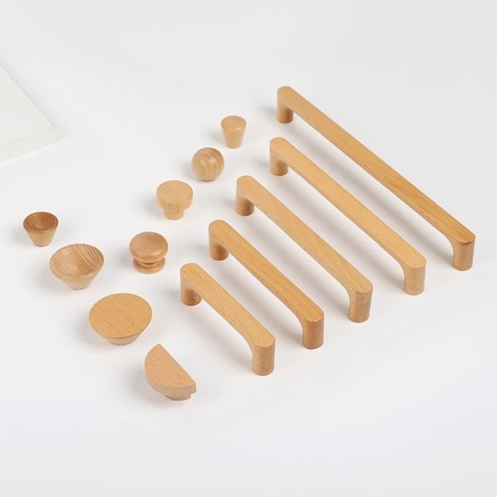 Minimalist Nordic Style Cabinet Handles Walnut Wood Rounded Edges Drawer Pulls Eco-Friendly 96mm Wardrobe Handles Home Decor