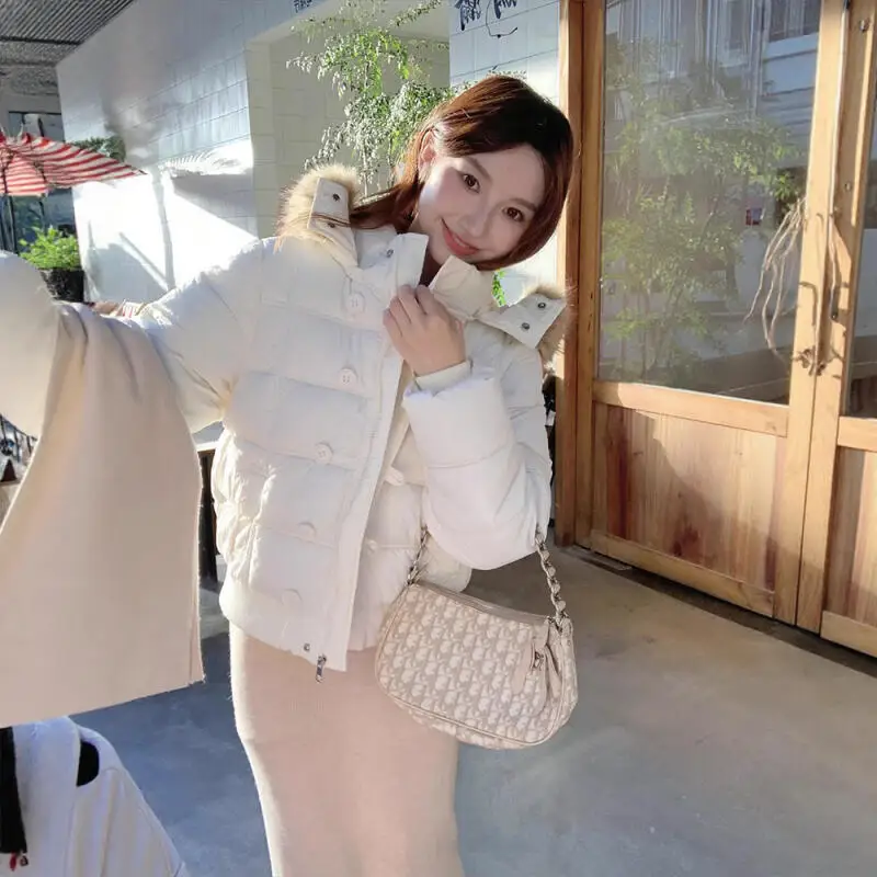 

Girl's Student Bread Down Cotton-Padded Jacket Thicken Korean Version Autumn Winter Women's Hooded Puffer Jacket Warm Top Coat