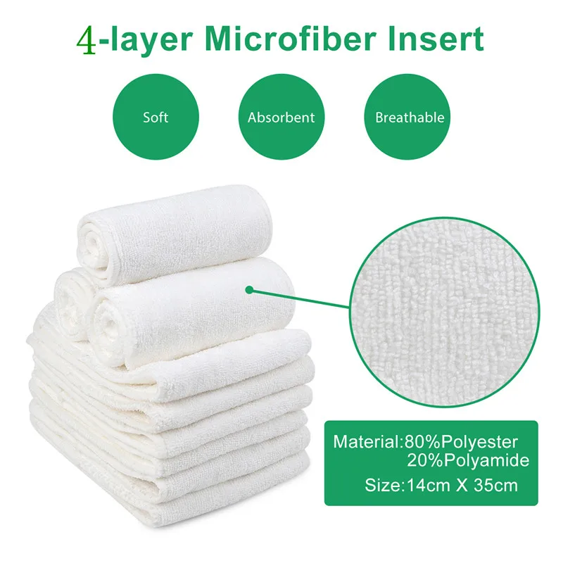 Free Shipping Baby inserts Microfiber  4 layers Reusuable microfiber Baby Cloth Diaper Nappies inserts 100 Pcs