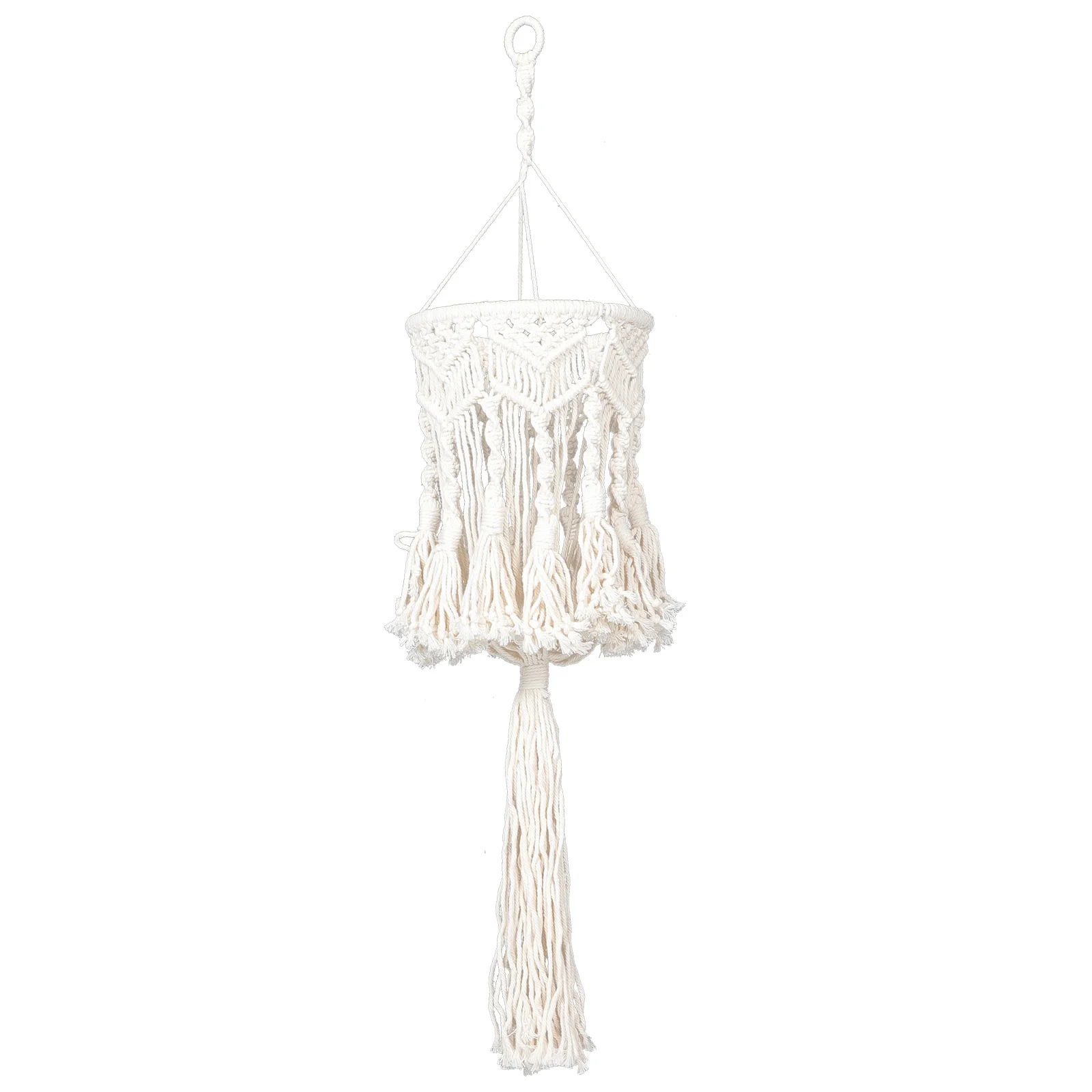 

Hanging Lamp Shades Only Tassel Lampshade Bohemian Macrame Cotton Rope Woven Large White Pendant Light Cover For Home Hotel