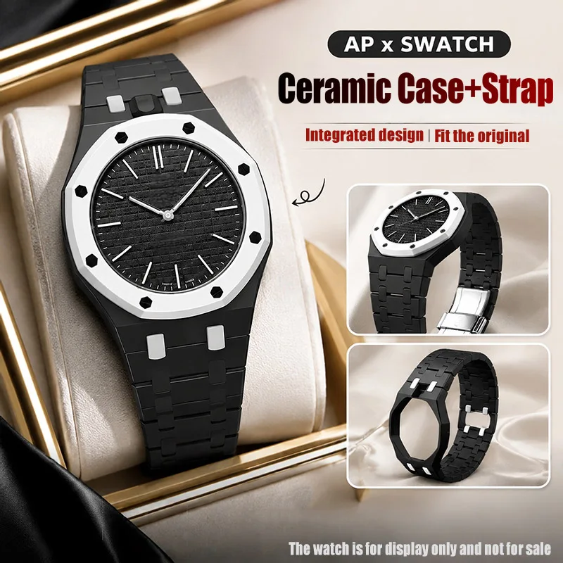 

Ceramic Case+Ceramic Watch Strap For AP x Swatch Royal Pop Pocket Watchband Modification integrated Pocket Changer To Wristwatch