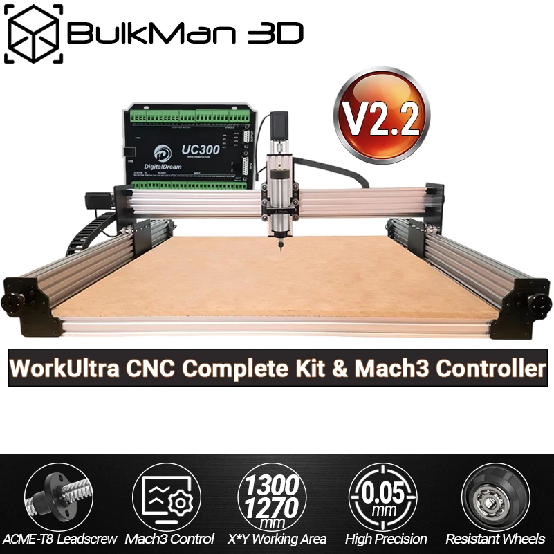 

BulkMan3D WorkUltra 4-осевой комплект с ЧПУ V2.2, система натяжения UC300 Mach3, контроллер 0,05 мм, точность для дерева, металла, алюминия, акрила