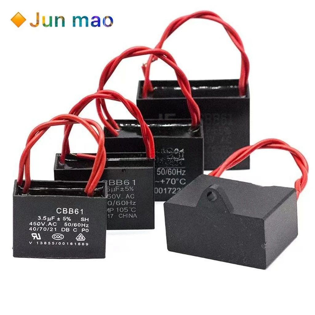 1PCS  CBB61 Capacitor 450vac Fan Starting Capacitor 450V Fan Capacitors 1UF/1.2UF/1.5UF/2UF/2.5UF/3UF/4UF/5UF/6UF/10UF