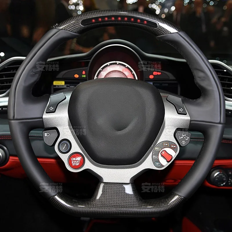 For Ferrari Genuine Leather Carbon Fiber LED Multi-Function Steering Wheel (Custom Modified Part)