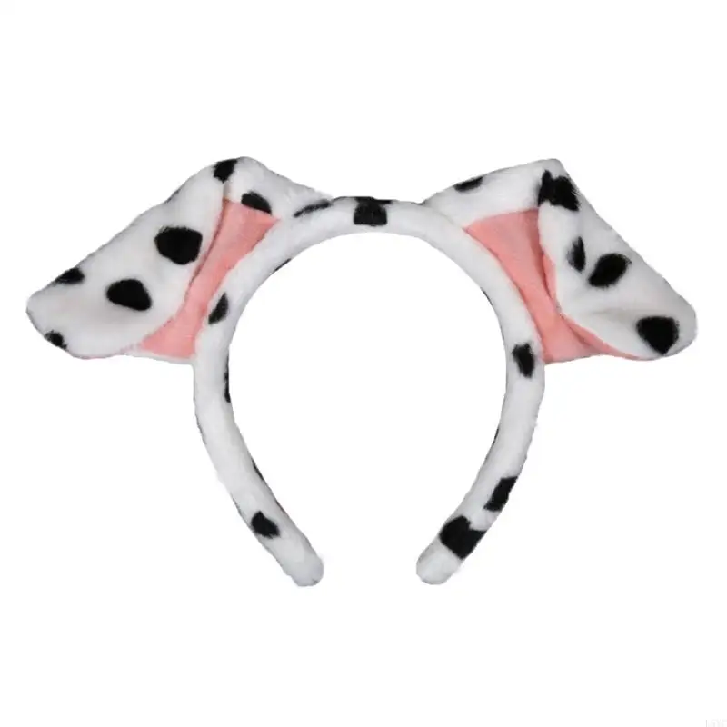 L5YC Cartoon Spotted Puppy Ear Hair Hoop Washing Face Hair Holder Halloween Party Costume Headwear for Children