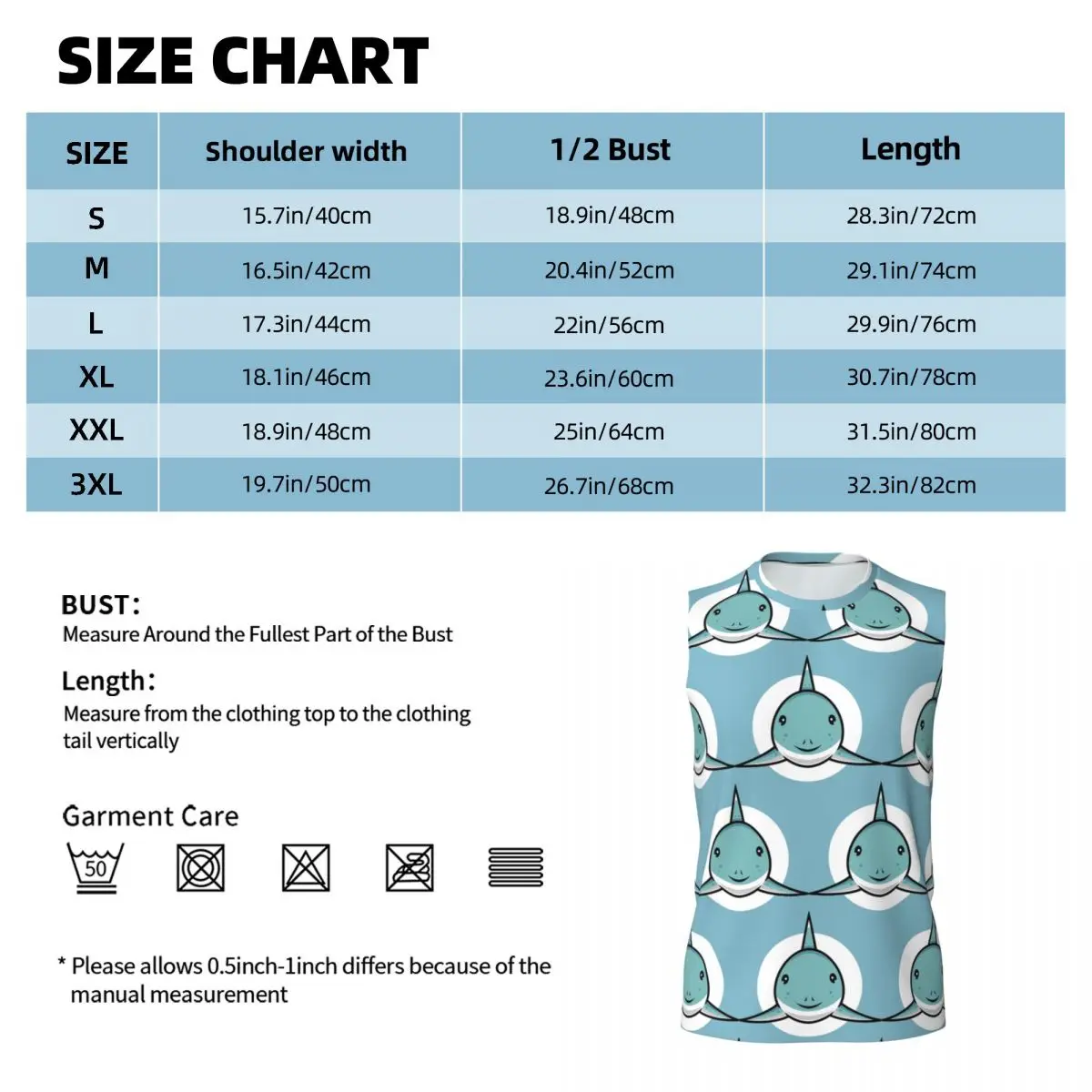Cute Shark Men Sleeveless Tank Tops Quick Dry Breathable Gym Fitness Running Summer Casual Sport Vest view 5