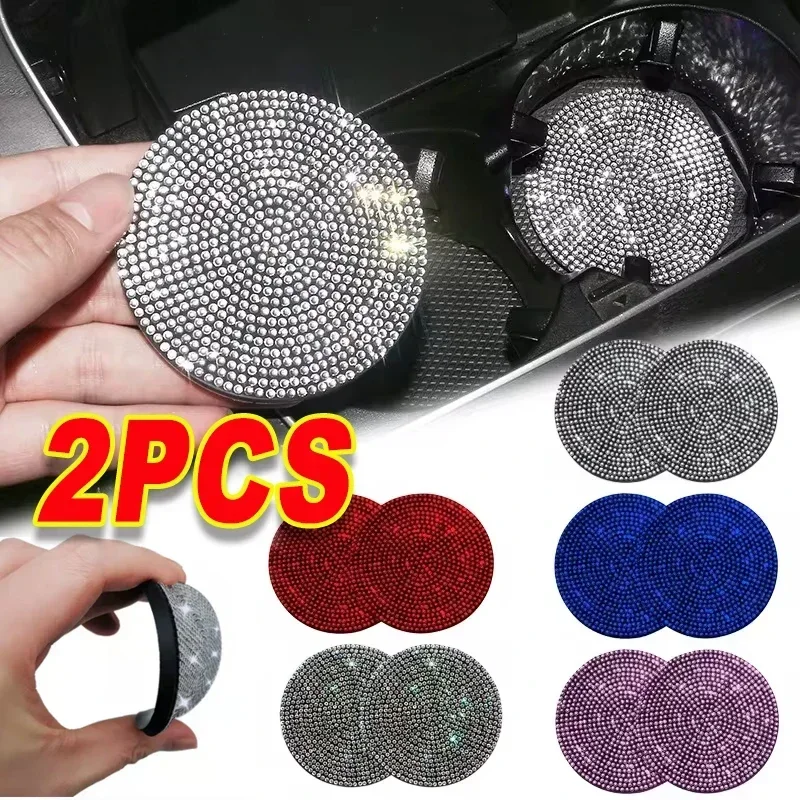 1/2 Peças Tapete Antiderrapante de Silicone com Brilho para Porta-Copos de Carro, Acessório Automotivo para Interior