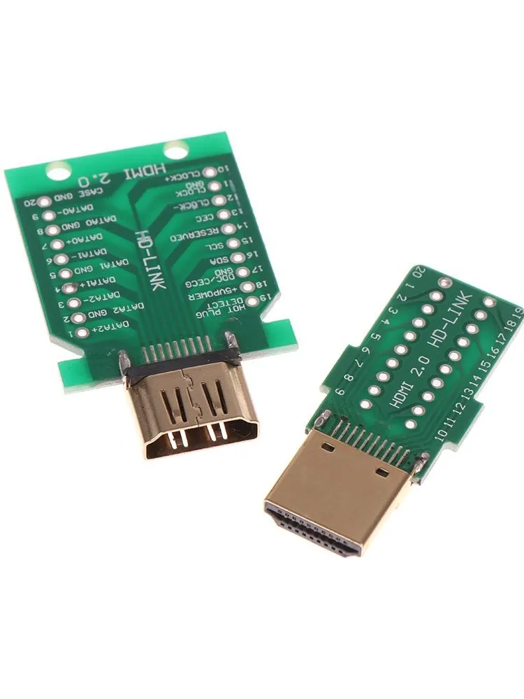1 szt. Złącze 19 + 1 pozłacana wtyczka naprawcza DIY standardowy kompatybilny z HDMI, spawany kabel męski żeńskie gniazdo 19Pin — zdjęcie 2