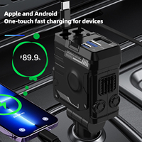 100w Super Fast Charger 4 IN 1 Car Charger with Retractable Cable and USB & Type-C Port Adapter Compatible with Apple & Android