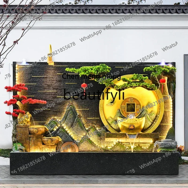 

cc182R New Chinese water curtain wall screen courtyard circulation rockery flowing water fountain floor ornament