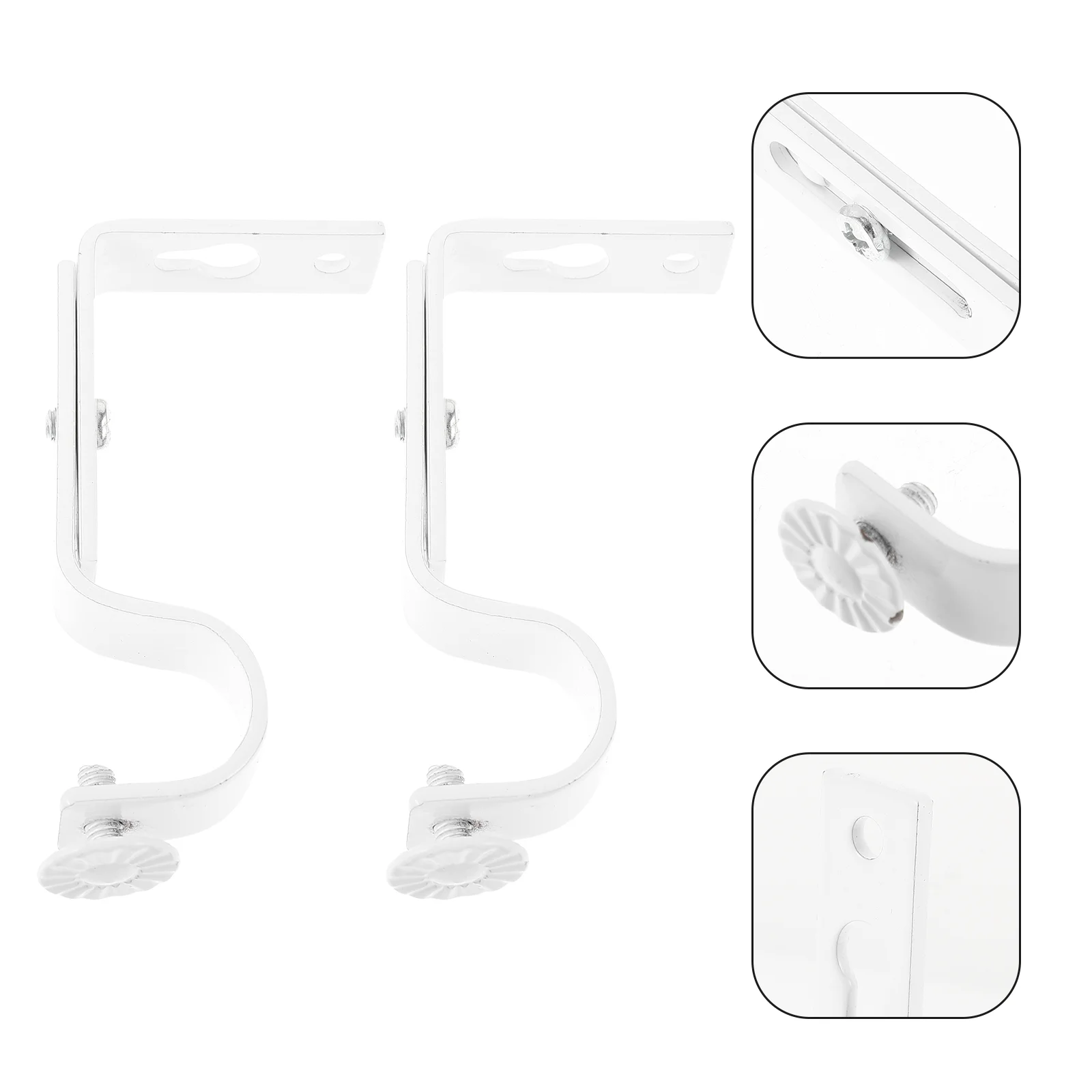 

2 Pcs Curtain Rod Bracket Adjustable Holder Without Drilling Stick Shower Stand Drapes Mounting Pole Thicken