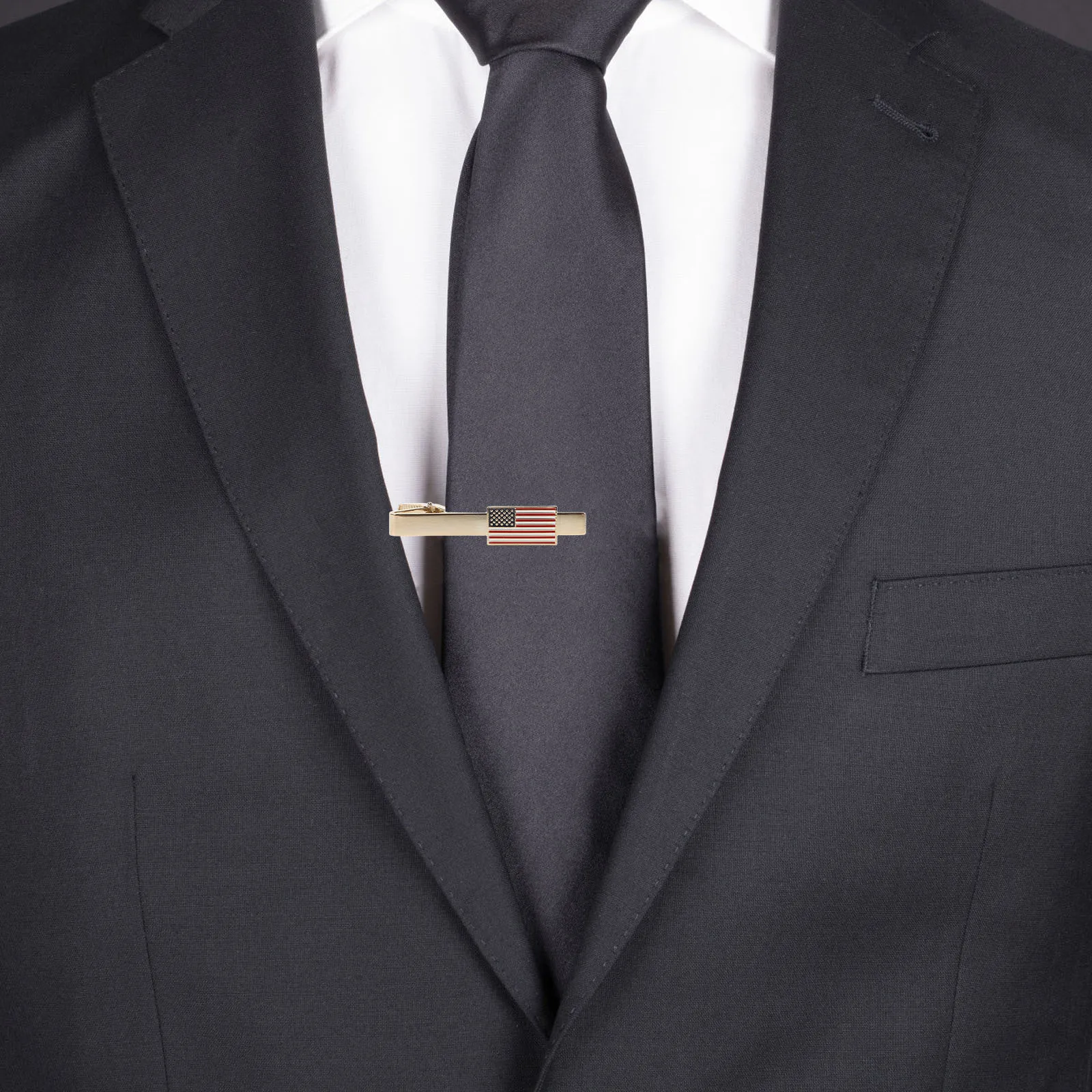 

Gold Brass American Flag Tie Clip Patriotic Necktie Bar for Business Meetings Weddings Formal Occasions Tie Clip Set