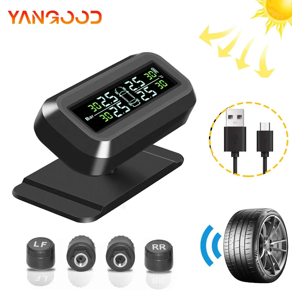 Solar &USB Charging Wireless Tire Pressure Monitor TPMS Folding Tire Pressure Monitoring System Hidden Tire Pressure Monitor