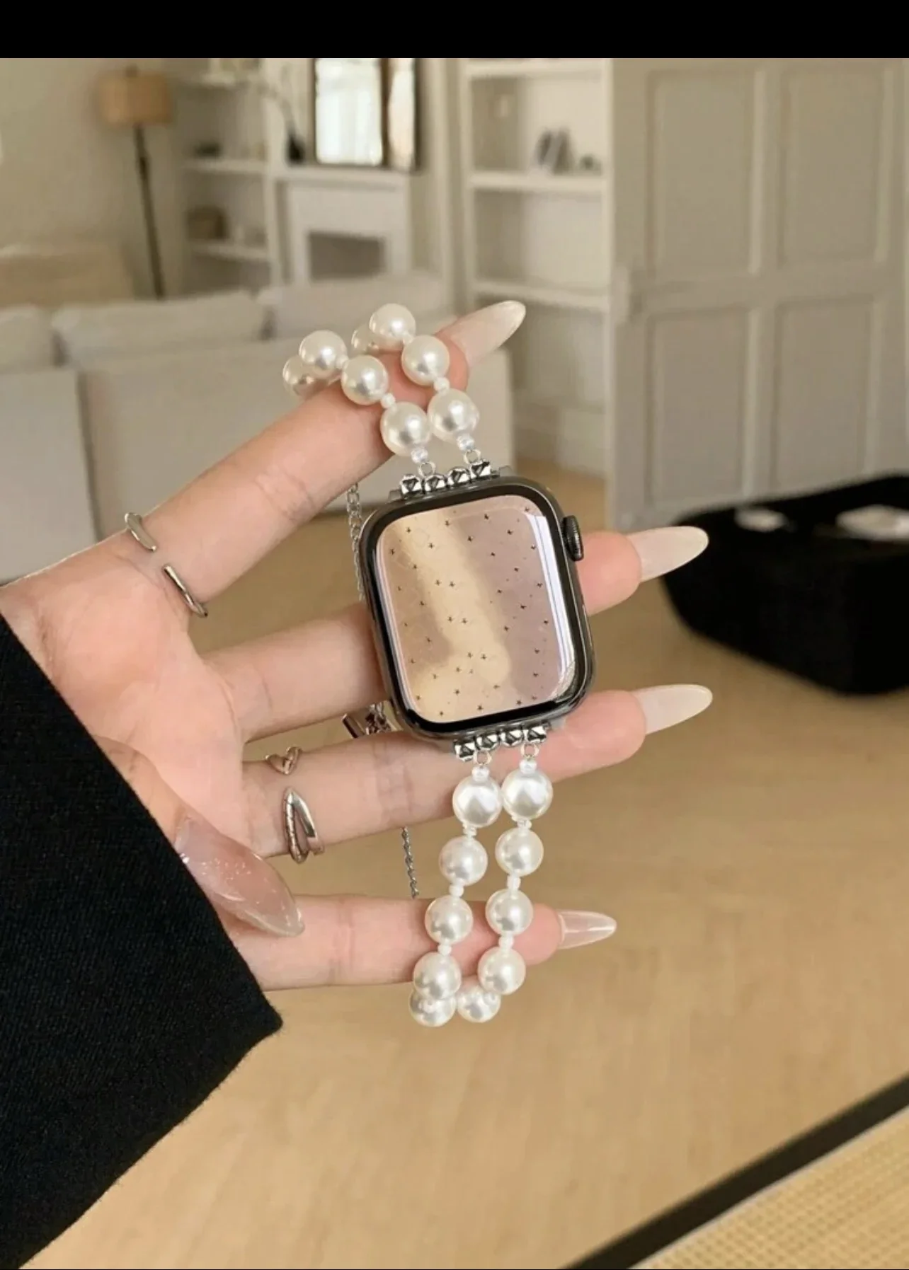 Nueva correa de eslabones de cuentas ajustables para Apple Watch Band para mujer 38mm 40mm 41mm 42mm 44mm 45mm 46mm 49mm