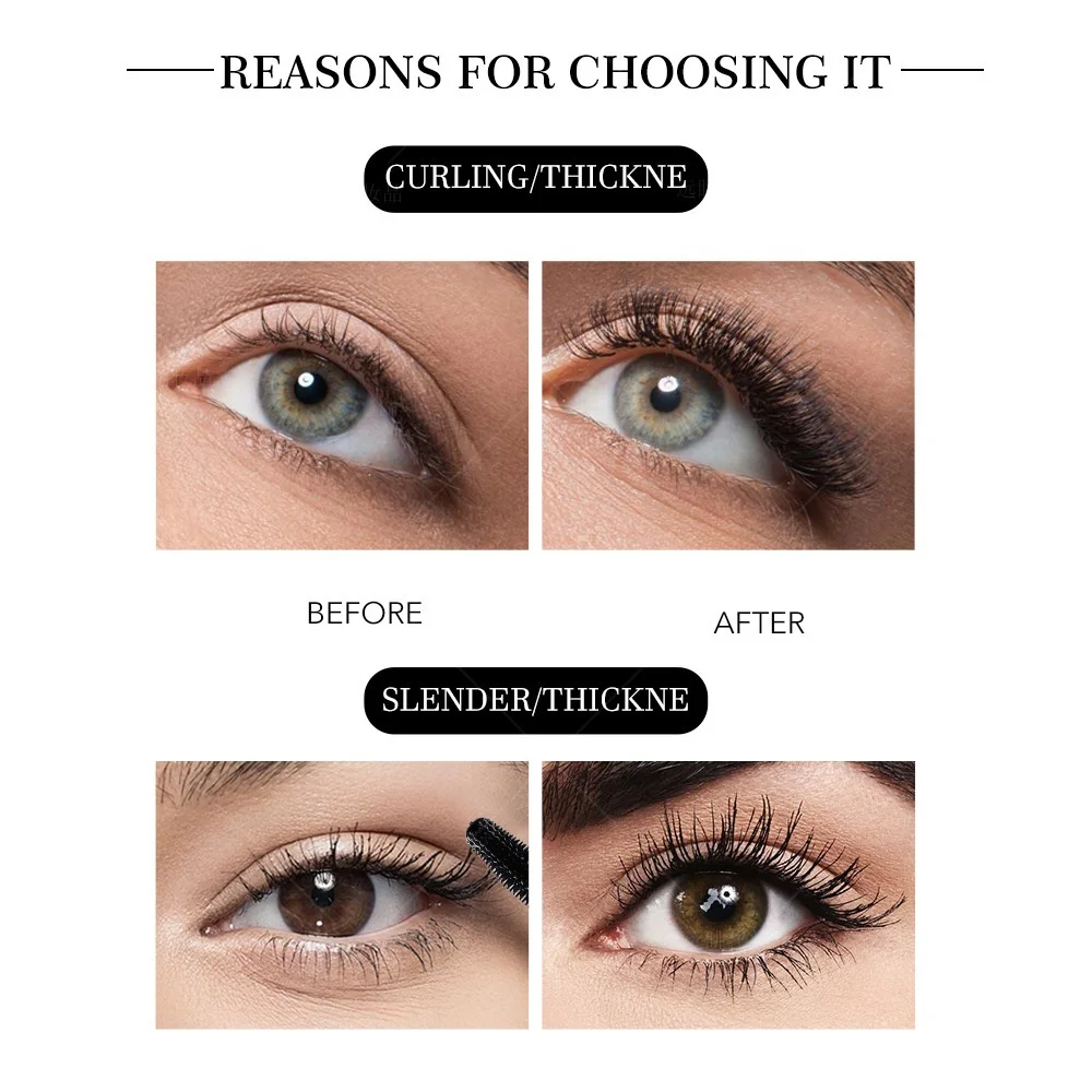 Mascara Extension Thickening Waterproof Lengthening Curling Long Curling Eyelash Fiber Lash Mascara Curling Mascara Fluffy