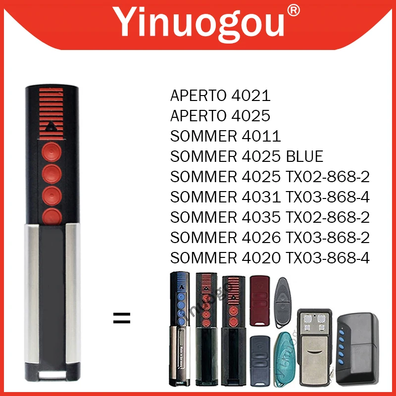 SOMMER 4020 TX03-868-4 4026 4031 Garage Door Remote Control 868MHz Handheld Transmitter For SOMMER APERTO 4025 4021 Gate Opener