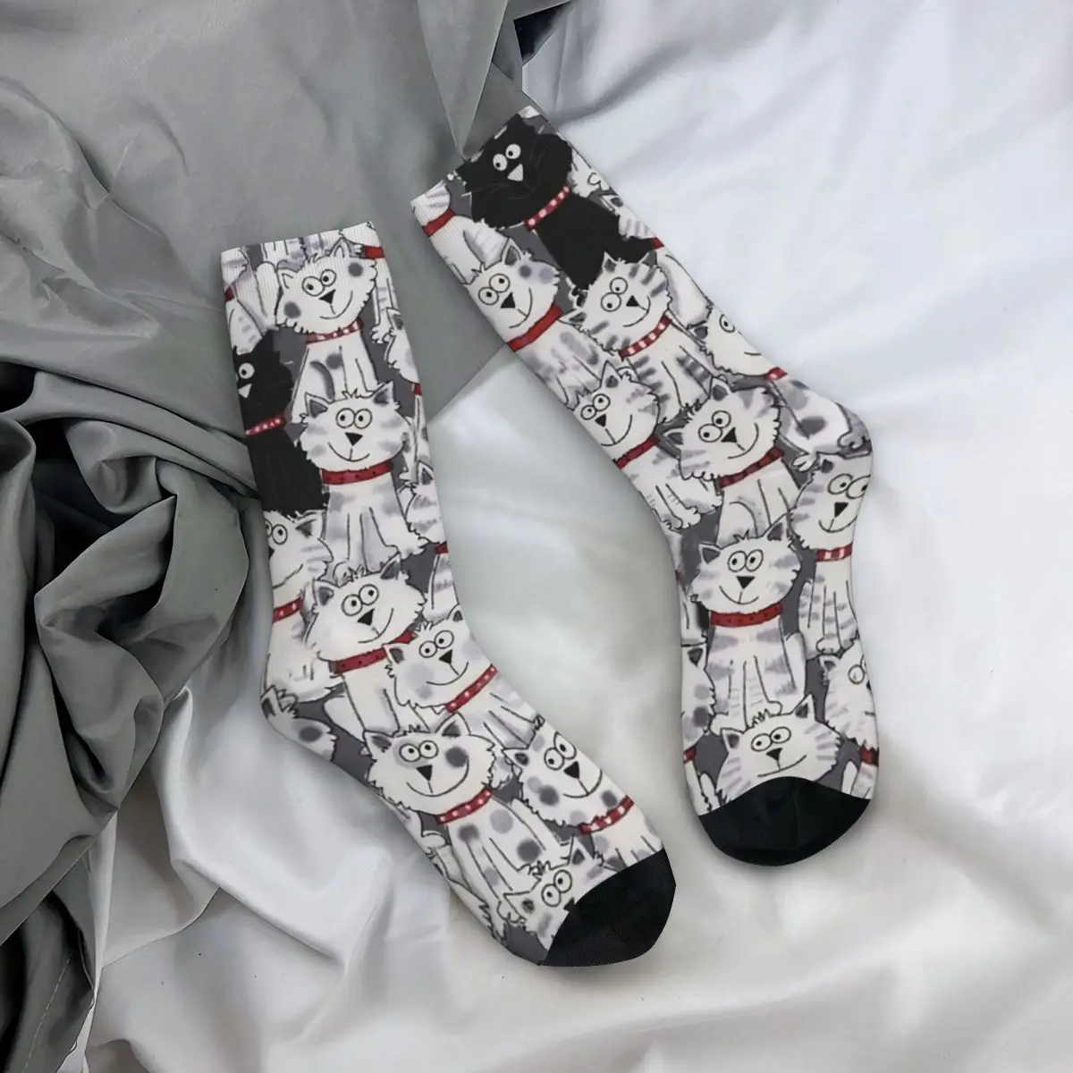 Calcetines de estilo callejero para hombre y mujer, calcetín Unisex con estampado de gato, estilo Hip Hop, Retro, novedad