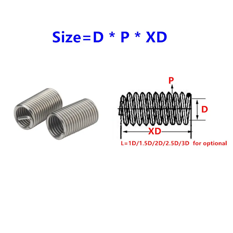 10/50 Stuks M3 M4 M5 M6 M8 M10 Rvs 304 Draad Inserts Spiraalvormige Schroef Opgerolde Draad mouw Helicoil Draad Reparatie Insert