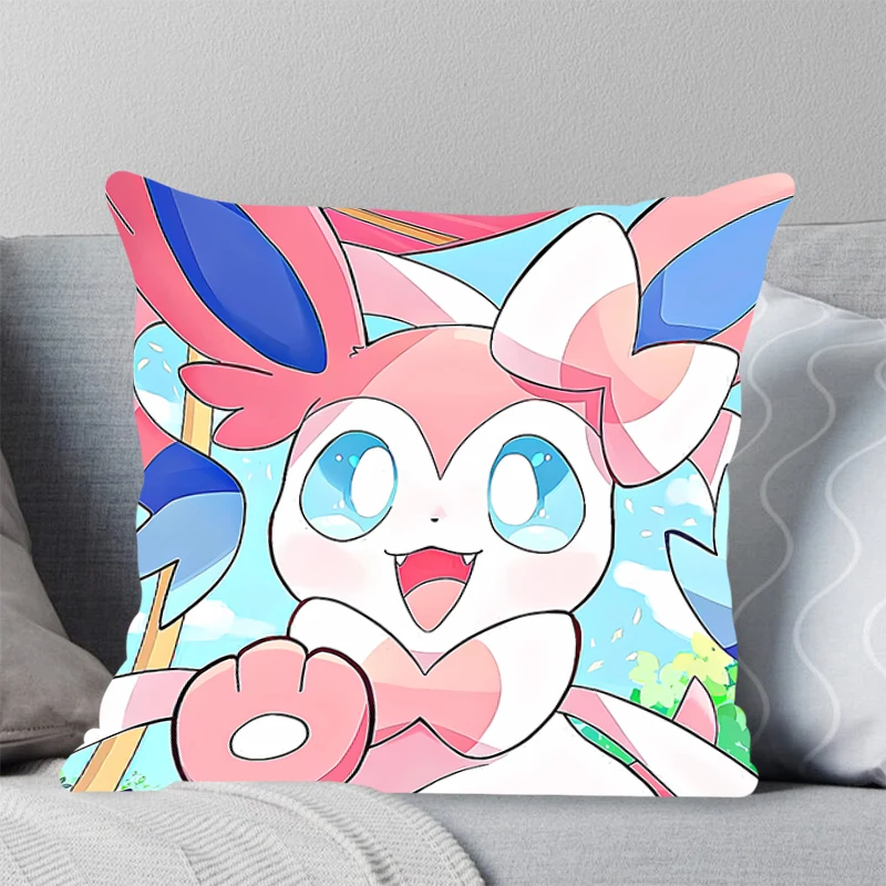 Sell well New Square pillow bedroom pillow cover sofa living room office leisure cushion E-Eevee pillowcase P-Pokemon Home Decor