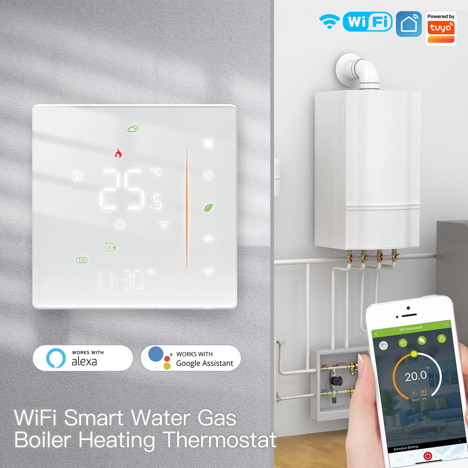 

MOES WiFi/ZIGBEE Programmable Thermostat for Room/Floor Heating, Water/Gas/Electric Boiler, Works with Tuya Alexa Google Home