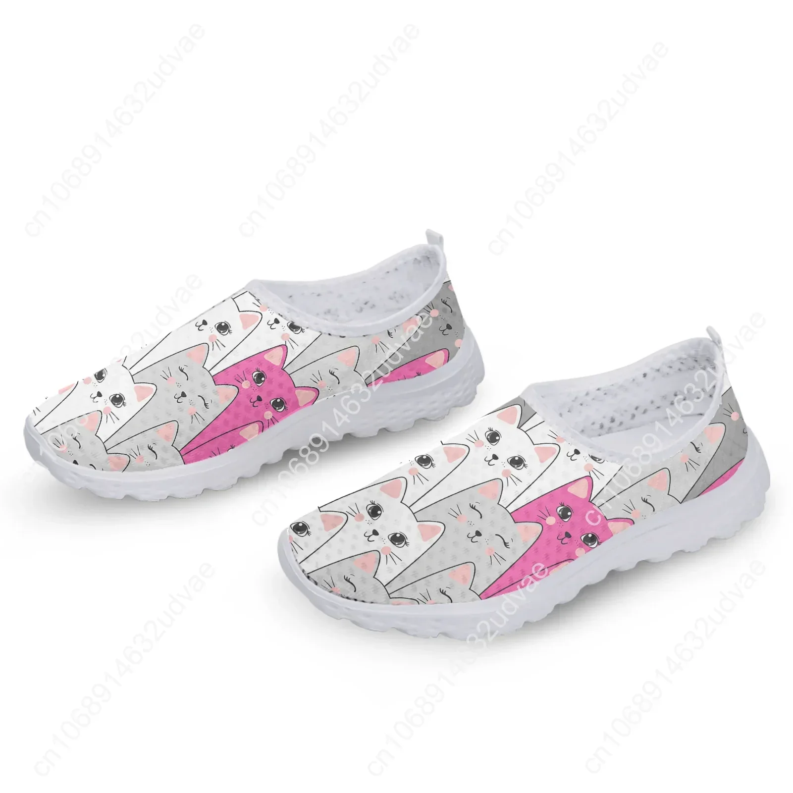 Marka Designs Mesh Shoes for Women Seamless kawaii Cartoon Cat 3D Printing Lightweight Sneaker Girl Zapatos De Mujer