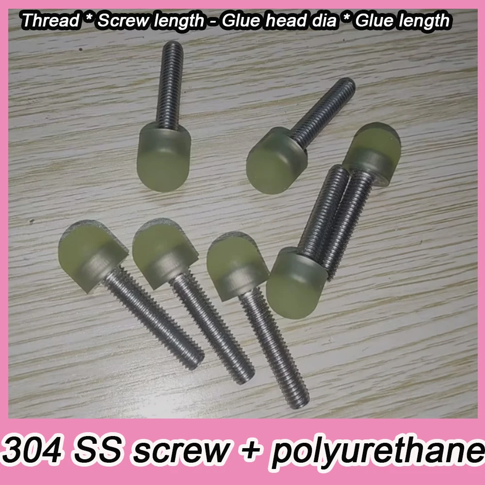 M5 M6 M8 M10 M12 304 Stainless Steel Polyurethane Coated Screw Buffer Anti-Collision Bolt Shock Absorption Screw with PU Head