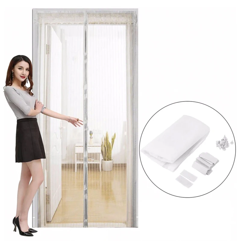 Summer Magnetic Screen Door Curtain Anti-Mosquito Net Fly Insect Screen Mesh Automatic Closing Kitchen Curtain Easy Installation