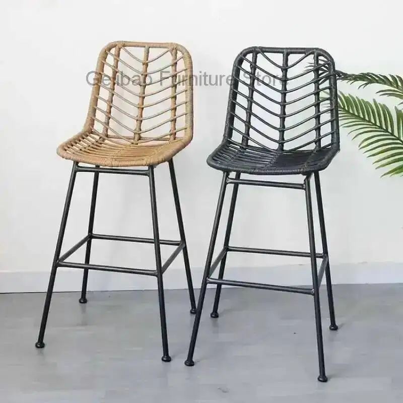 人間工学に基づいたモダンなレセプション用鉄製ミニマリストチェア、ハイカウンターチェア、背もたれ付きリラックスチェア、レストラン家具、家庭用家具