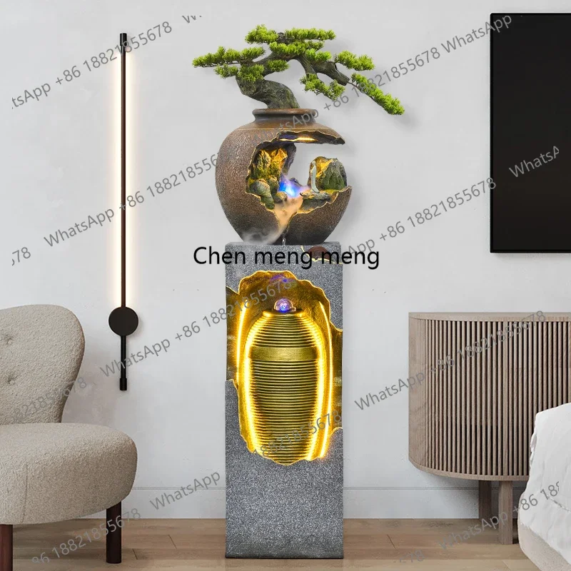 Chinese rockery circulating water screen water curtain wall opening gift lucky ornament micro landscape
