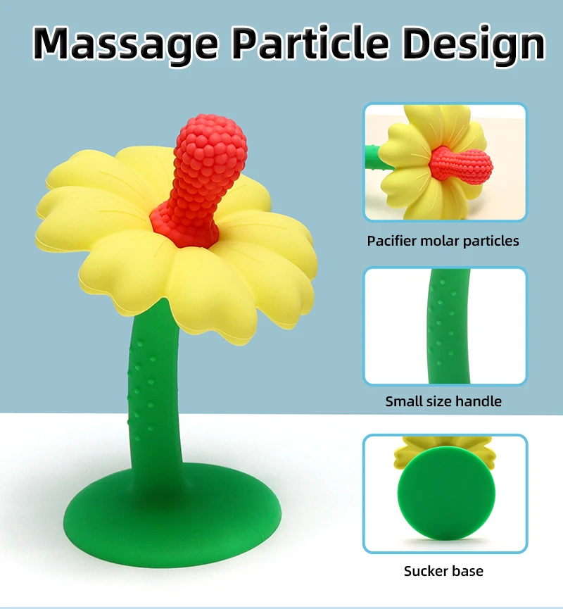 Детский прорезыватель в форме цветка и подставкой — пищевой силикон, без BPA, простая в использовании жевательная игрушка для младенцев