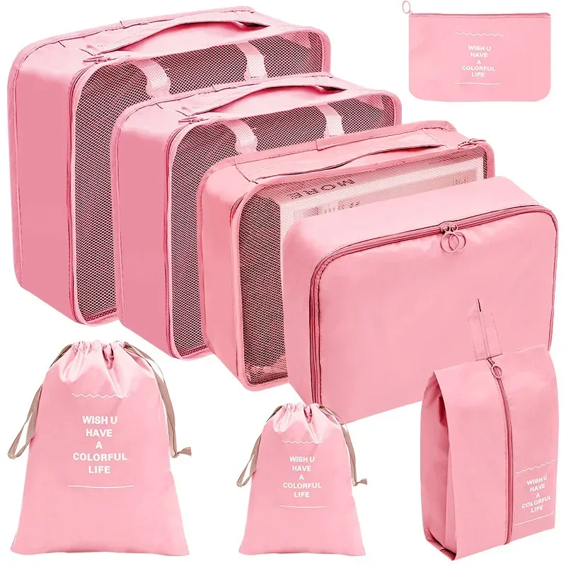 

8pcs Set Travel Storage Bags Suitcase Packing Cubes Cases Portable Wardrobe Luggage Clothes Shoe Pouch Folding Organizer