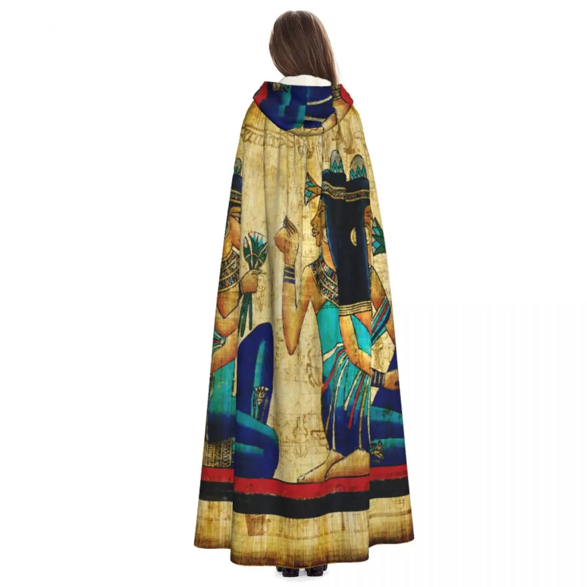 Unisex Adult Ancient Egyptian Parchment Cloak with Hood Long Witch Costume Cosplay