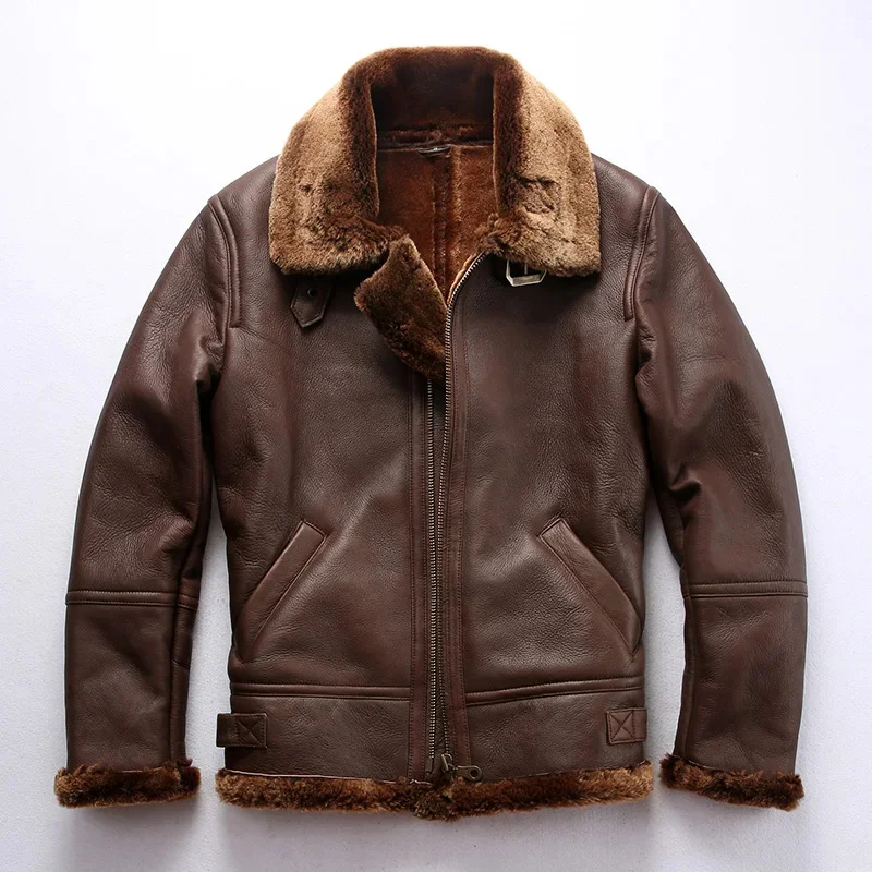 

Fast Shipping High Quality Warm Genuine Sheep Leather Jacket Winter Shearling Fur Classic B3 Air Force Fly Coat