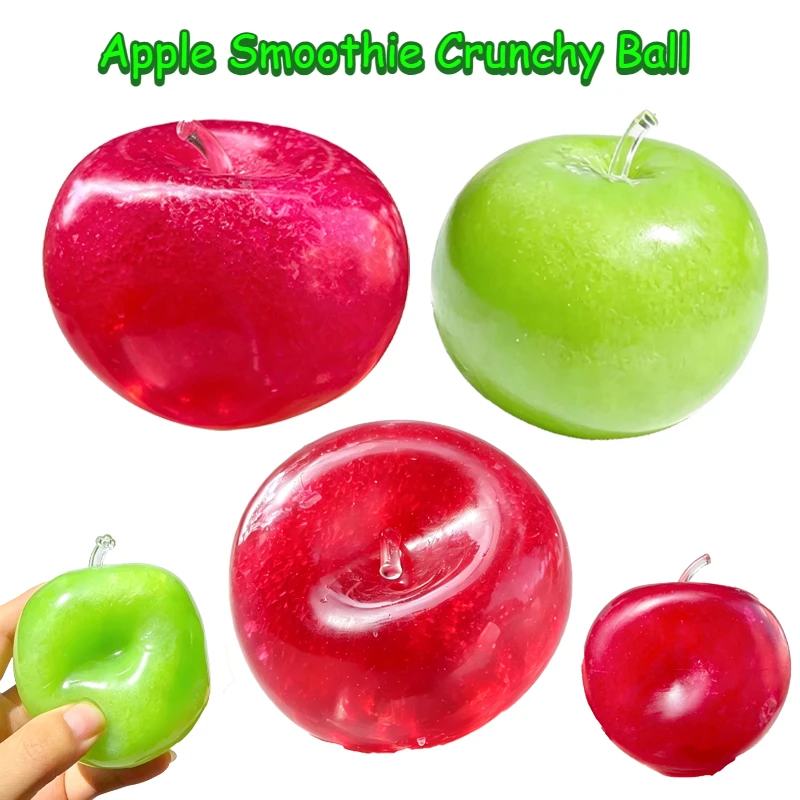 Green Apple Slushie Stress Ball Squishy Toy Red Apple Smoothie Crunchy Moldable Non-Bounce Sensory Fidget Toy Relax Vent Gift