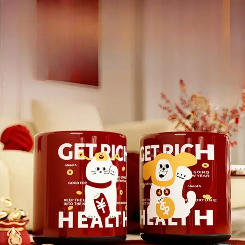 Cat and Dog Garbage Can, Large Creative, Cute, High Beauty, Attracting Money, New Year's Eve, Living Room, Home, Bedroom