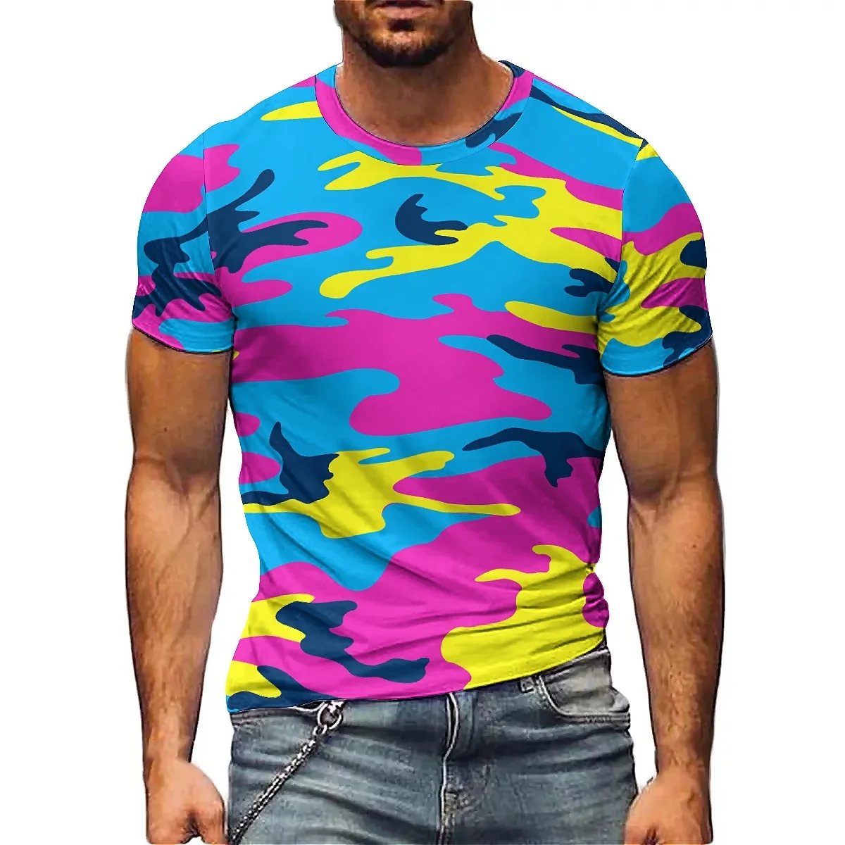 

Summer Adult Daily Outfit Men's 3D Printed Short-Sleeve T-Shirt - Relaxed Fit Top