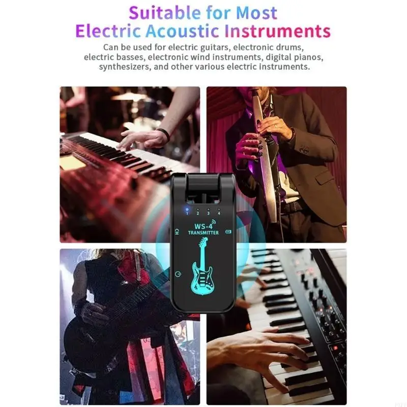 

PXPF 2.4GHz Wireless Guitar System Rechargeable Sound Wireless Transmitters Receiver 8 Channels Transmission Easy to Use