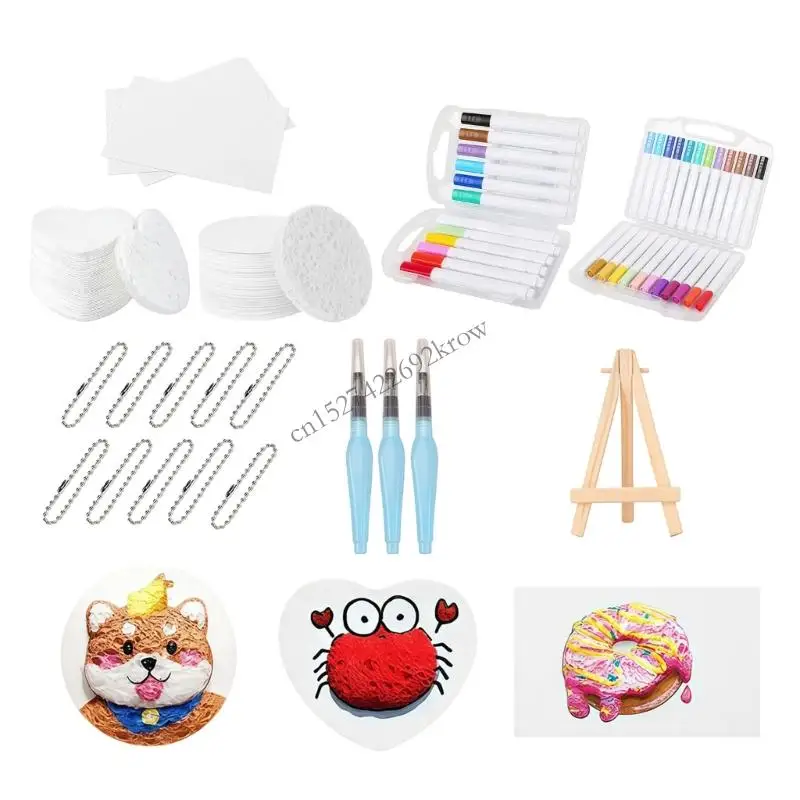 

Bubble Drawing Set Painting Set Canvas Sponge Raised Texture Paper Assorted Markers Decorative Chains Water Markers R9CB