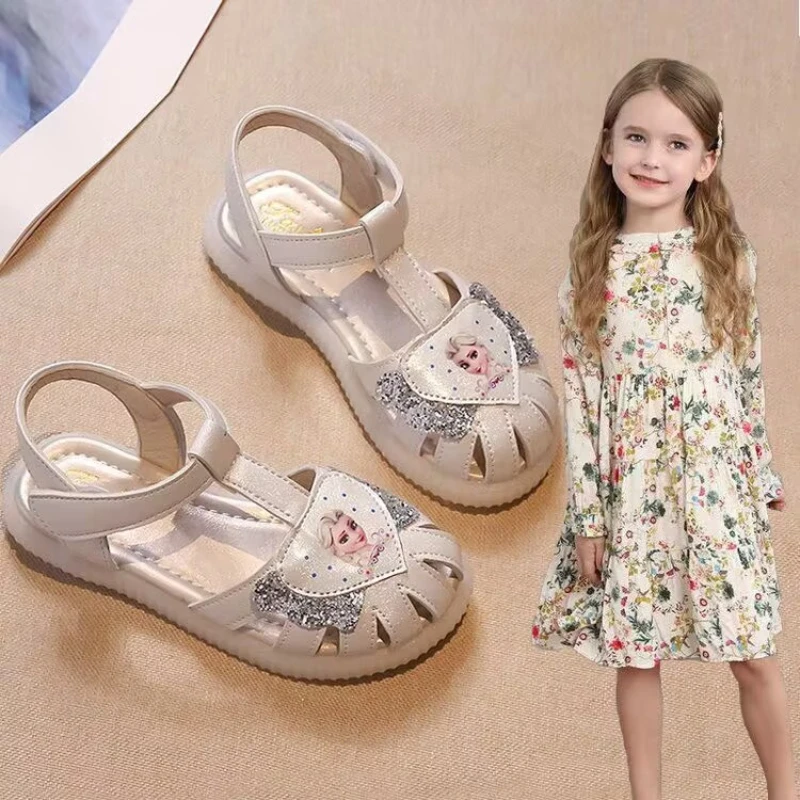 Girls Sandals Summer New Silver Cartoon Lightweight Children\'s Single Shoes Pink Fashion Hundred Soft Children\'s Fashion Sandals