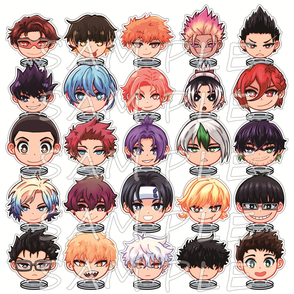 Blue Lock Chibi Head Portrait 10cm Acrylic Stand Figures Keychain Anime Desktop Tabletop Ornament Otaku Fans Collectible Gift