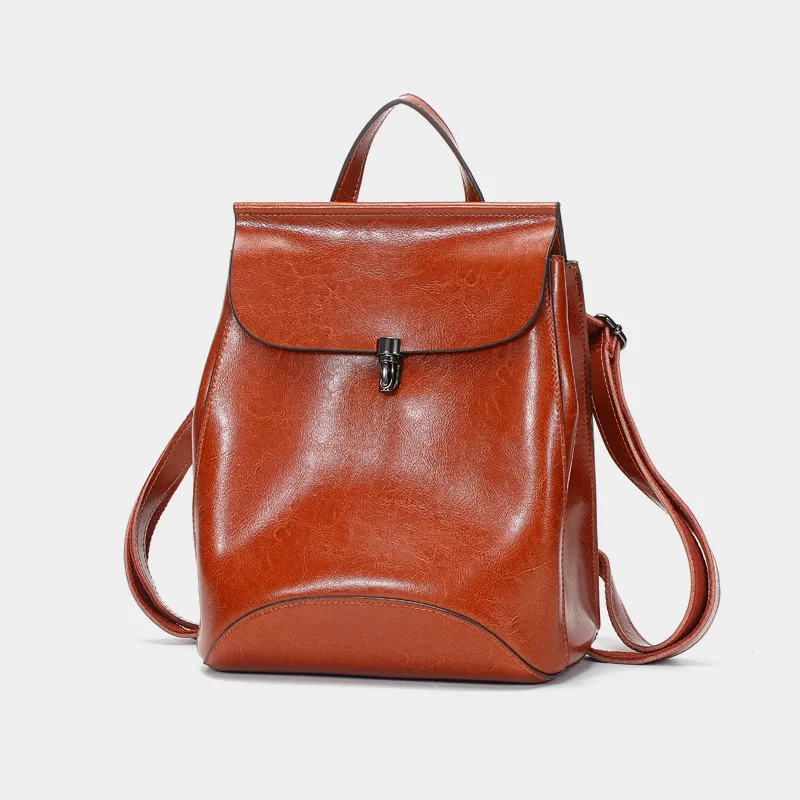 Genuine Leather Vintage Handmade Women Solid Simpe Backpack